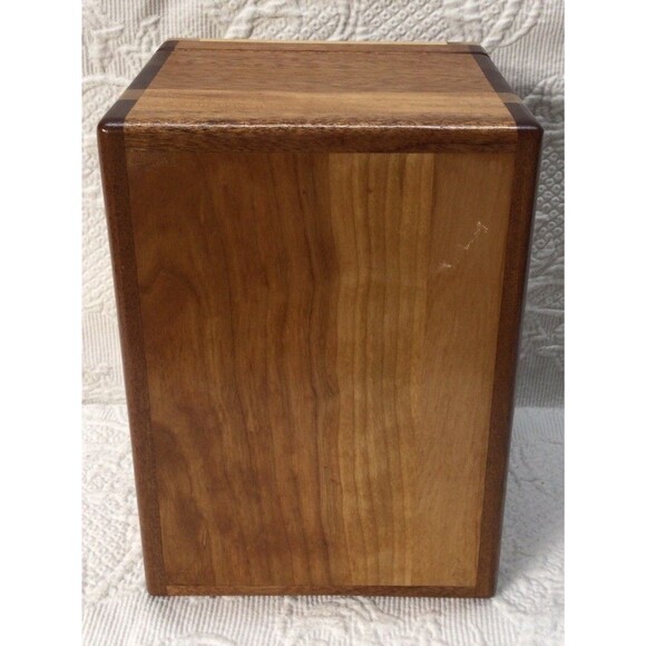 Handmade Wood Cremation Urn Study Made In USA Solid Wood Brass Hardware Adult - Picture 7 of 10